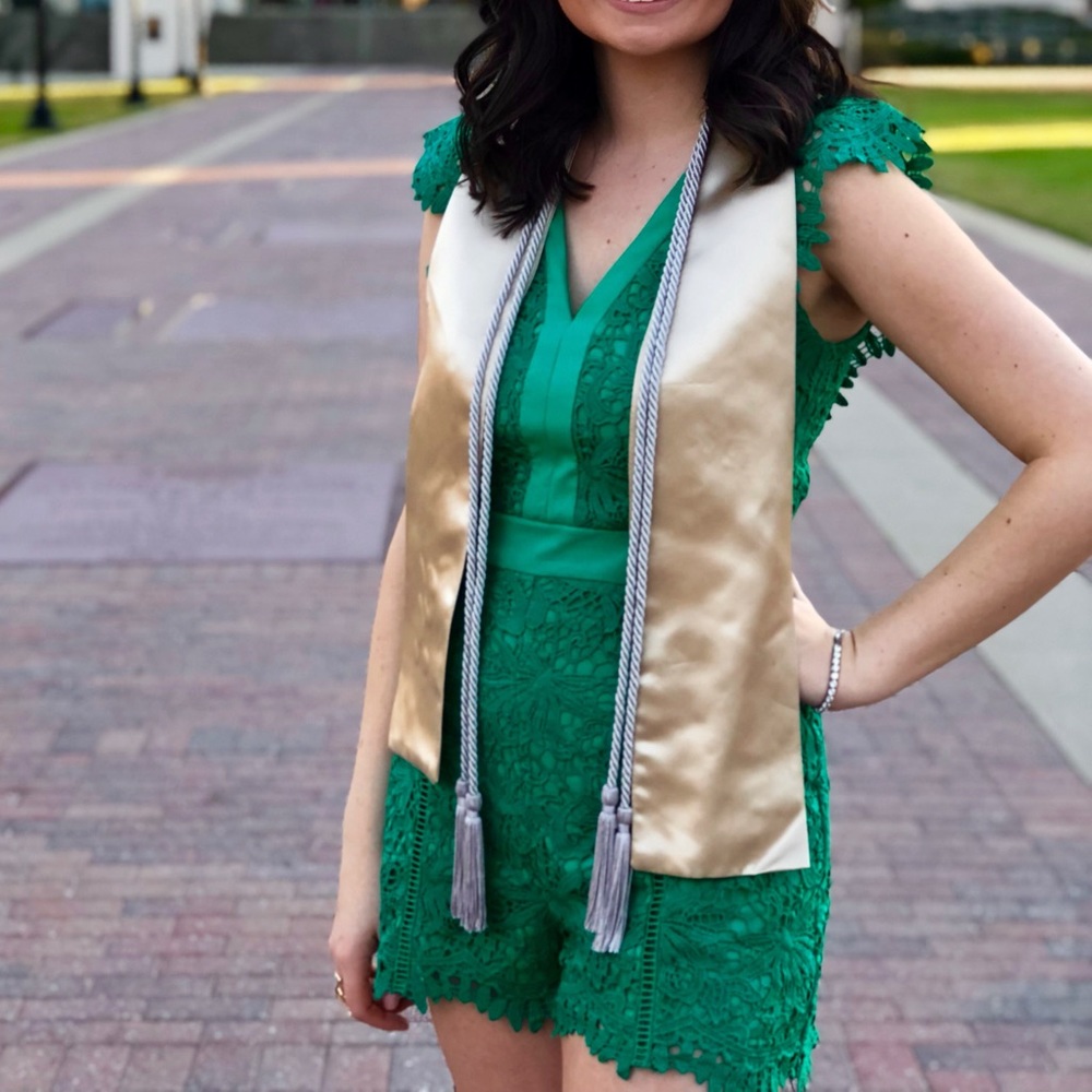 Adeline Rae Lace Green Romper